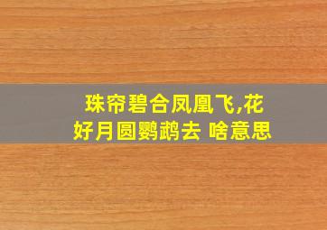 珠帘碧合凤凰飞,花好月圆鹦鹉去 啥意思